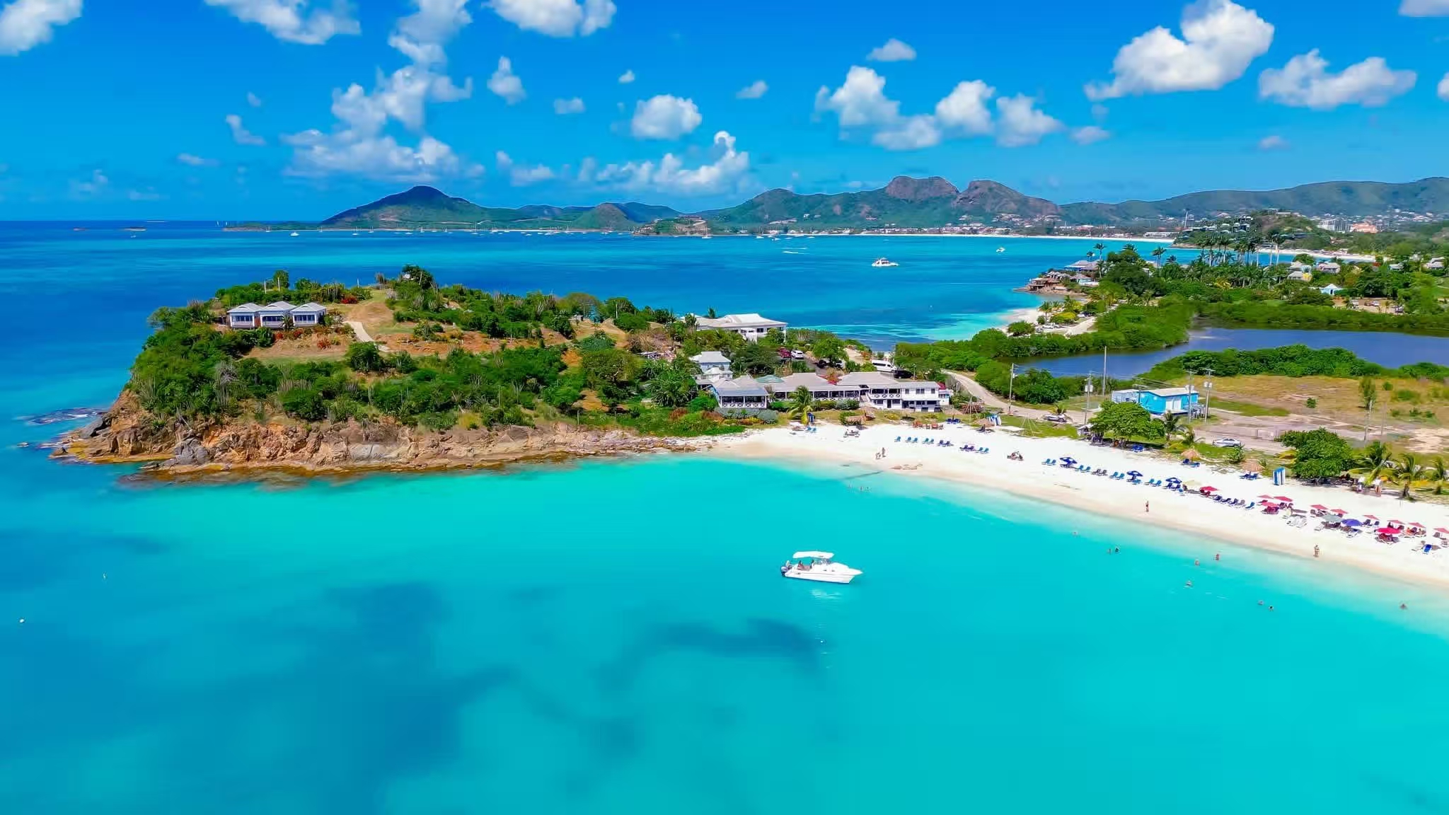 Aerial view of an Antigua bay