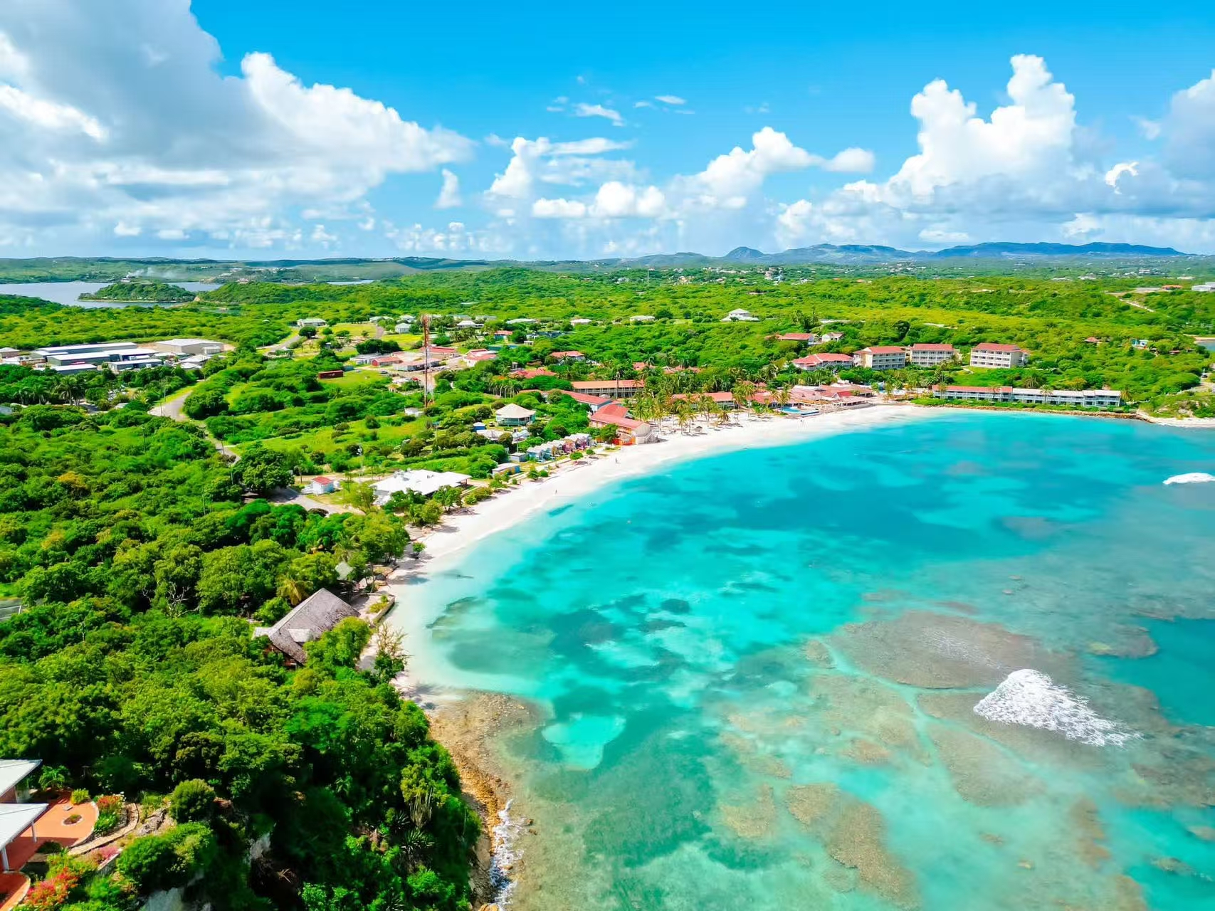 Aerial view of an Antigua bay